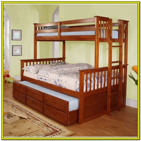 queen bunk bed with trundle